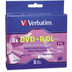 Clearance 8.5 GB 8x DVD R Dual-Layer Recordable Disc - Silver (5/Pack) Office Electronics & Batteries