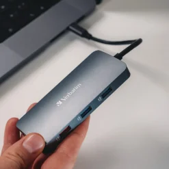 9 Port USB-C Pro Multiport Hub - Gray Office Electronics & Batteries