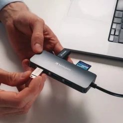 9 Port USB-C Pro Multiport Hub - Gray Office Electronics & Batteries