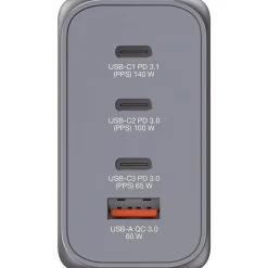 New 240 Watts 4-Port GaN Wall Charger - Black/Gray Office Electronics & Batteries