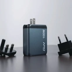 New 100 Watts 4-Port GaN Wall Charger - Black/Gray Office Electronics & Batteries