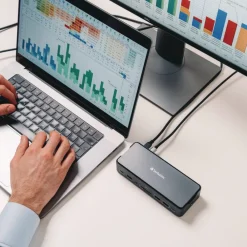 Clearance 15-in-1 256GB Vi3000 SSD Audio/DisplayPort/HDMI/Micro SD/RJ45/SD/USB-A/USB-C USB-C Pro Docking Station - Gray Office Electronics & Batteries