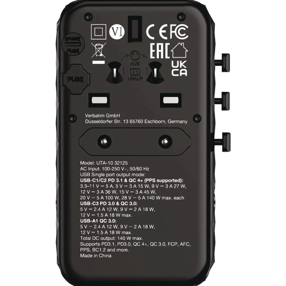 Hot UTA-10 GaN III 3-USB-A/3-USB-C Universal Travel Adapter Office Electronics & Batteries