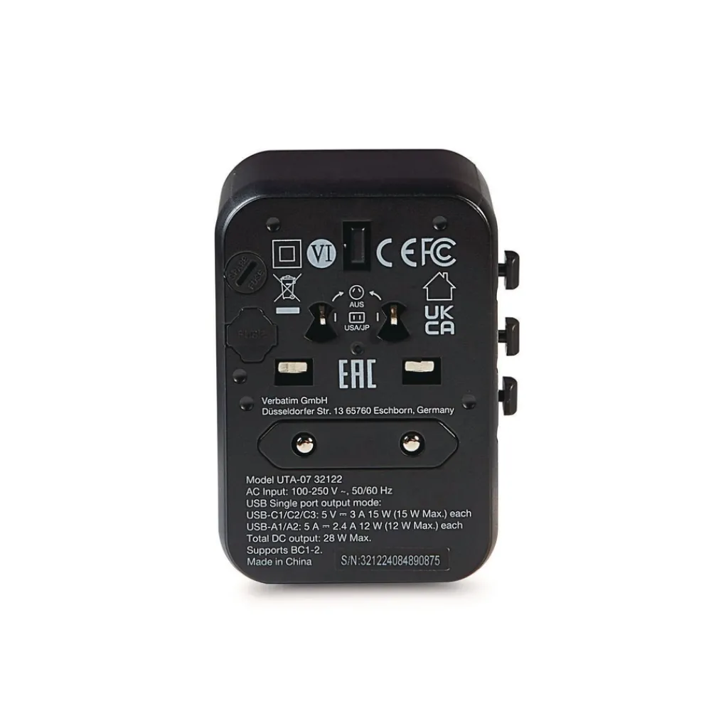 Online UTA-07 3-USB-A/3-USB-C Universal Travel Adapter Office Electronics & Batteries