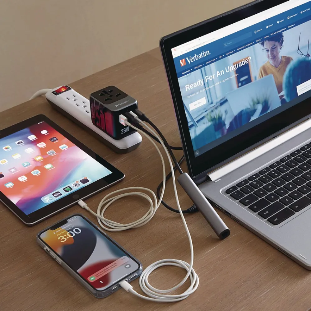 Online UTA-07 3-USB-A/3-USB-C Universal Travel Adapter Office Electronics & Batteries