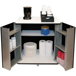 29.5 in. x 21 in. x 33 in. 9 Shelves Engineered Wood Refreshment Stand - White/Black Utility Carts
