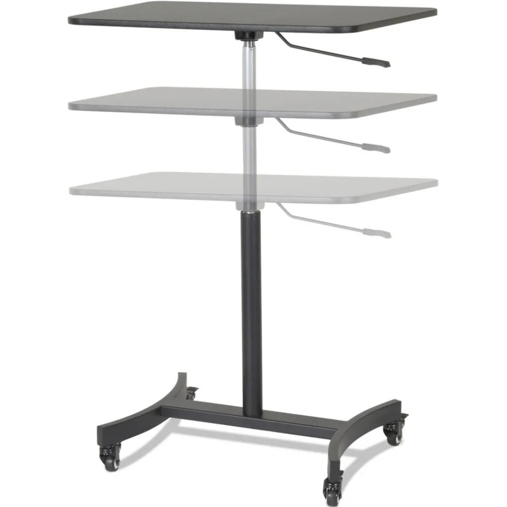 Hot 30.75 in. x 22 in. x 29 in. to 44 in. High Rise Collection Mobile Adjustable Standing Desk - Black Cleaning & Janitorial Supplies