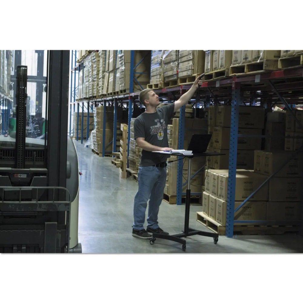 Hot 30.75 in. x 22 in. x 29 in. to 44 in. High Rise Collection Mobile Adjustable Standing Desk - Black Cleaning & Janitorial Supplies