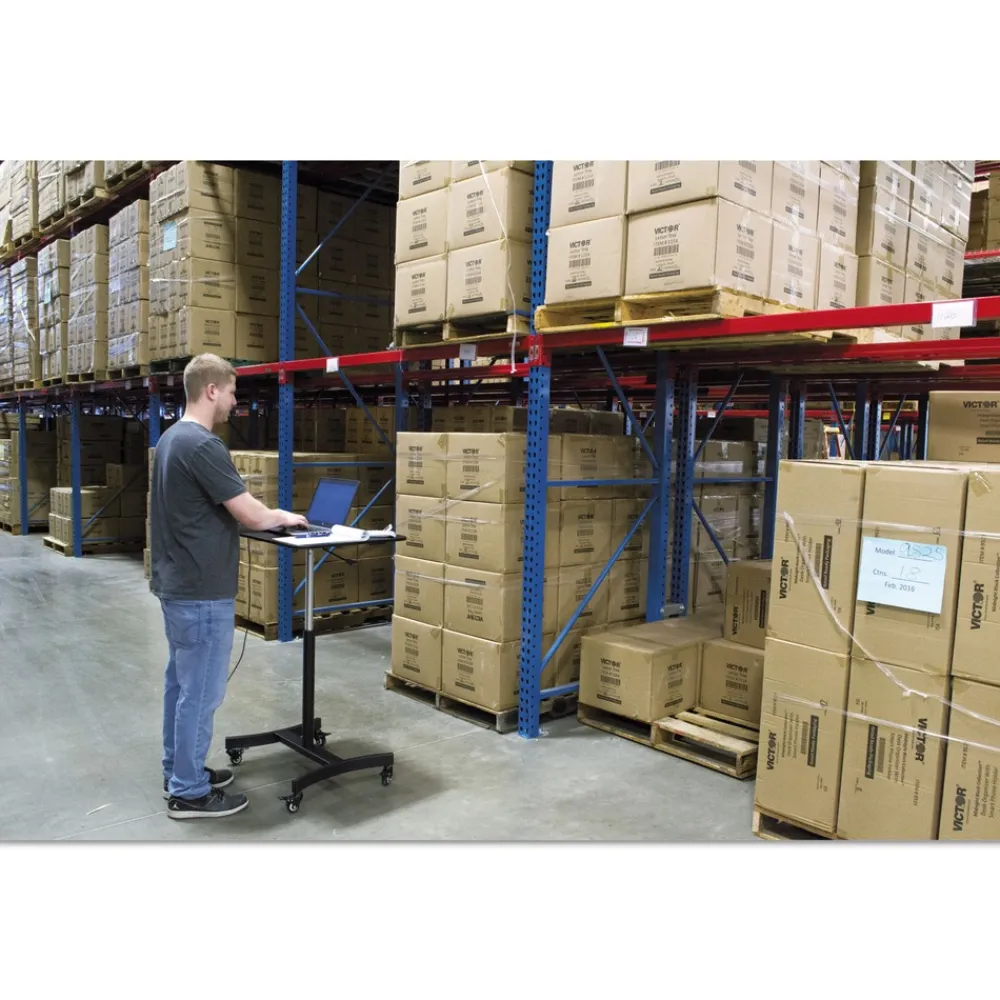 Hot 30.75 in. x 22 in. x 29 in. to 44 in. High Rise Collection Mobile Adjustable Standing Desk - Black Cleaning & Janitorial Supplies