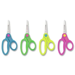Discount 5 in. Long 2 in. Cut Length Scissor Caddy with Kids' Scissors - Straight Assorted Color Handles Arts & Crafts Supplies