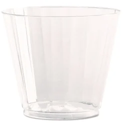 Clearance 9 oz. Classic Crystal Fluted Squat Plastic Tumblers - Clear (240/Carton) Tabletop And Serveware