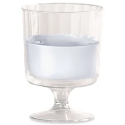 Hot 5 oz. Fluted Classic Crystal Plastic Wine Glasses on Pedestals - Clear (10/Pack, 24 Packs/Carton) Tabletop And Serveware