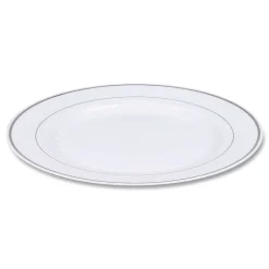 Best RSM101210WS 10.25 in. Diameter Masterpiece Plastic Plates - White/Silver (120/Carton) Tabletop And Serveware