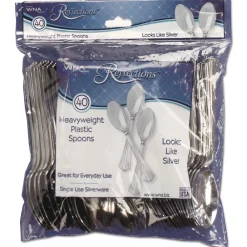 Best REF320SP 6.25 in. Reflections Heavyweight Plastic Utensils Spoon - Silver (320/Carton) Tabletop And Serveware