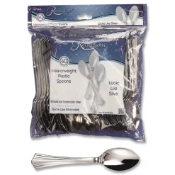 Best REF320SP 6.25 in. Reflections Heavyweight Plastic Utensils Spoon - Silver (320/Carton) Tabletop And Serveware
