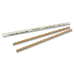 Clearance 8 in. Wrapped Sustainable Kraft Paper Straws - Natural (6000/Carton) Tabletop And Serveware