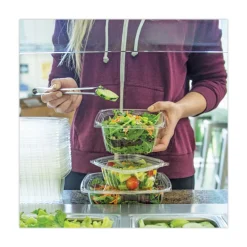 Outlet 6.5 in. x 7.5 in. x 0.3 in. PLA Rectangular Plastic Deli Container Lids - Clear (600/Carton) Tabletop And Serveware