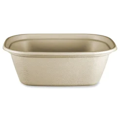 8.7 in. x 6.5 in. x 3.1 in. 48 oz. Paper Fiber Containers - Natural (400/Carton) Tabletop And Serveware