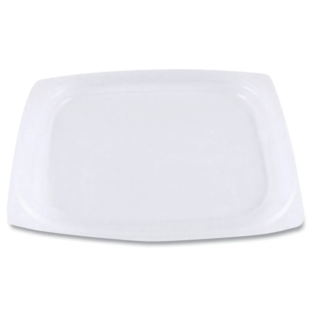 Hot 4.8 in. x 5.9 in. x 0.3 in. PLA Rectangular Plastic Deli Container Lids - Clear (900/Carton) Tabletop And Serveware