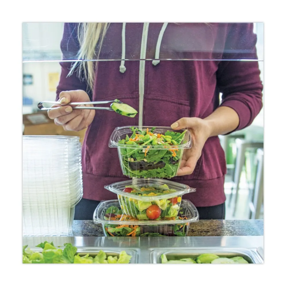 Hot 4.8 in. x 5.9 in. x 0.3 in. PLA Rectangular Plastic Deli Container Lids - Clear (900/Carton) Tabletop And Serveware