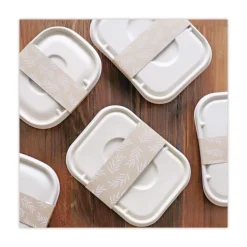 7.5 in. x 10 in. x 3.25 in. Leaf Design Paper Fiber Container Sleeves - Natural (800/Carton) Tabletop And Serveware