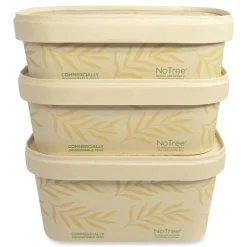 Clearance CT-NT-16 16 oz 4.7 in. x 6.8 in. x 1.6 in. Sugarcane No Tree Rectangular Containers - Natural (300/Carton) Tabletop And Serveware