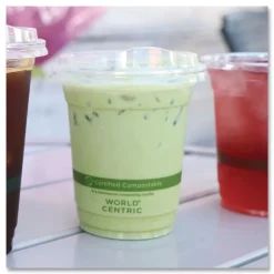 Plastic PLA Clear Cold Cup Lids Fits 9 oz to 24 oz Cold Cups - Clear (1000/Carton) Tabletop And Serveware