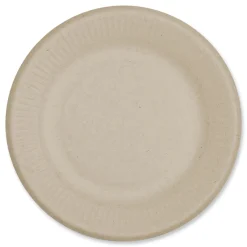 Hot PL-SC-U6-LFS 6.1 in. Diameter Ripple Edge Paper Fiber Plates - Natural (1000/Carton) Tabletop And Serveware
