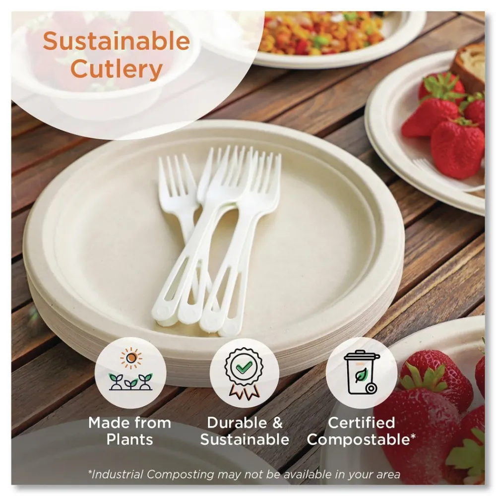 Clearance RK-PS-I TPLA Compostable Plastic Cutlery Spork - White (750/Carton) Tabletop And Serveware