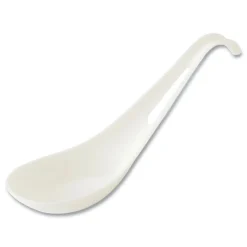Clearance SP-TP-AS Plastic Asian Soup Spoon TPLA Compostable Cutlery - White (500/Carton) Tabletop And Serveware