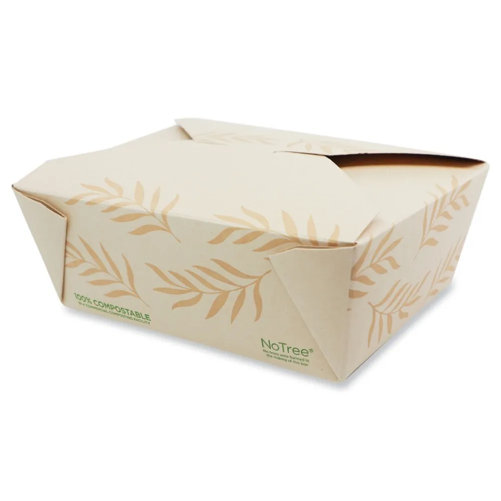 Discount TO-NT-8 5.5 in. x 6.9 in. x 2.5 in. 46 oz. Sugarcane No Tree Folded Takeout Containers - Natural (300/Carton) Tabletop And Serveware