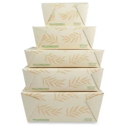 Discount TO-NT-8 5.5 in. x 6.9 in. x 2.5 in. 46 oz. Sugarcane No Tree Folded Takeout Containers - Natural (300/Carton) Tabletop And Serveware