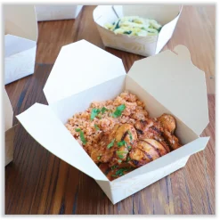 Discount TO-NT-8 5.5 in. x 6.9 in. x 2.5 in. 46 oz. Sugarcane No Tree Folded Takeout Containers - Natural (300/Carton) Tabletop And Serveware