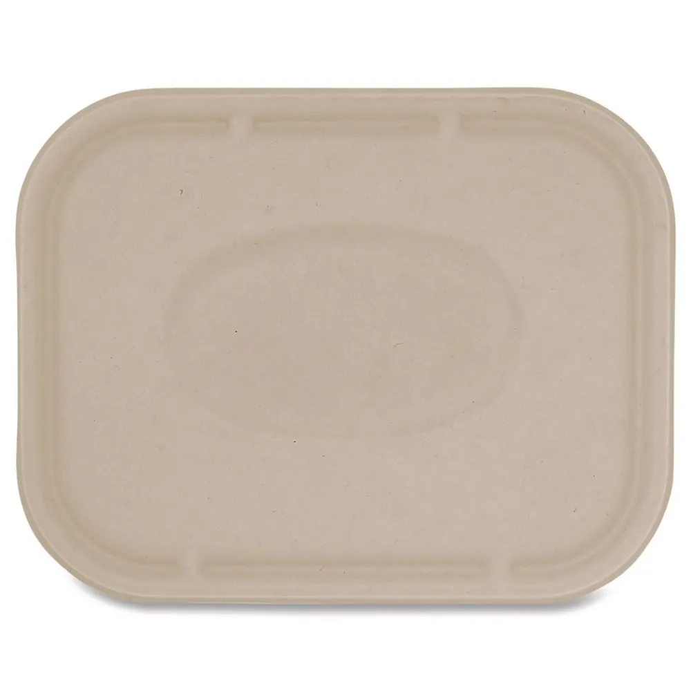 Sale TRLSC10LF 7.8 in. x 10.1 in. x 0.5 in. Paper Fiber Lids for Fiber Containers - Natural (400/Carton) Tabletop And Serveware