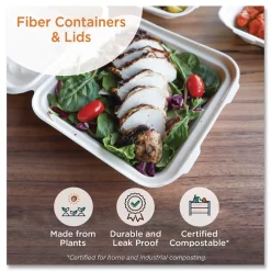 Sale TRLSC10LF 7.8 in. x 10.1 in. x 0.5 in. Paper Fiber Lids for Fiber Containers - Natural (400/Carton) Tabletop And Serveware