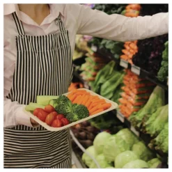 Clearance TRSC2SLLF 8.2 in. x 5.7 in. x 0.7 in. PLA Lined PFAS-Free Paper Fiber Trays - Natural (500/Carton) Tabletop And Serveware