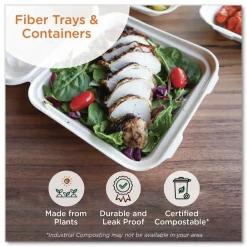 Online TRSC4SLLF 9.1 in. x 7.1 in. x 0.7 in. PLA Lined PFAS-Free Paper Fiber Trays - Natural (500/Carton) Tabletop And Serveware