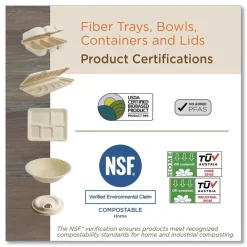 Online TRSC4SLLF 9.1 in. x 7.1 in. x 0.7 in. PLA Lined PFAS-Free Paper Fiber Trays - Natural (500/Carton) Tabletop And Serveware