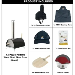 Clearance 7-Piece 20 in. x 27 in. x 32 in. Le Peppe Portable Wood Fired Pizza Oven Kit - Black Outdoor Cooking|Kitchen Appliances