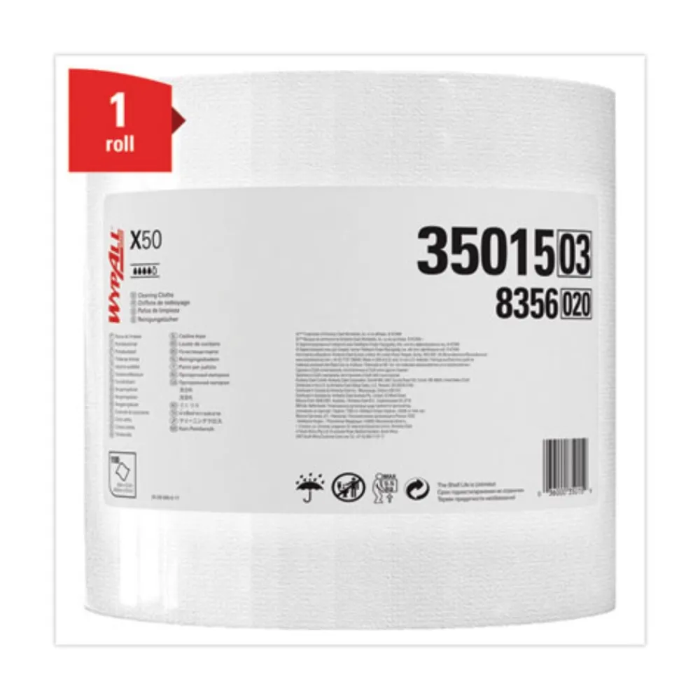 Outlet 13.4 in. x 9.8 in. Jumbo Roll X50 Cloths - White (1100/Roll) Cleaning & Janitorial Supplies