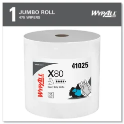 Hot 12.4 in. x 12.2 in. Power Clean Jumbo Roll X80 Heavy Duty Cloths - White (475/Roll) Paper & Dispensers