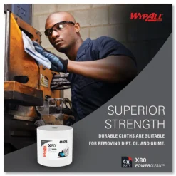 Hot 12.4 in. x 12.2 in. Power Clean Jumbo Roll X80 Heavy Duty Cloths - White (475/Roll) Paper & Dispensers