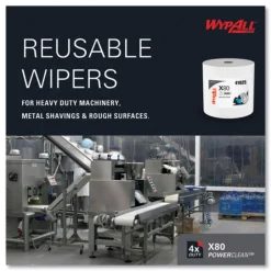 Hot 12.4 in. x 12.2 in. Power Clean Jumbo Roll X80 Heavy Duty Cloths - White (475/Roll) Paper & Dispensers