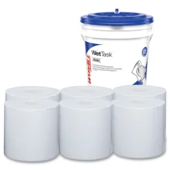 Outlet 12 in. x 6 in. Power Clean Wipers for WetTask Customizable Wet Wiping System with 1 Bucket - Unscented (300/Carton) Cleaning & Janitorial Supplies