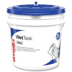 Outlet 12 in. x 6 in. Power Clean Wipers for WetTask Customizable Wet Wiping System with 1 Bucket - Unscented (300/Carton) Cleaning & Janitorial Supplies