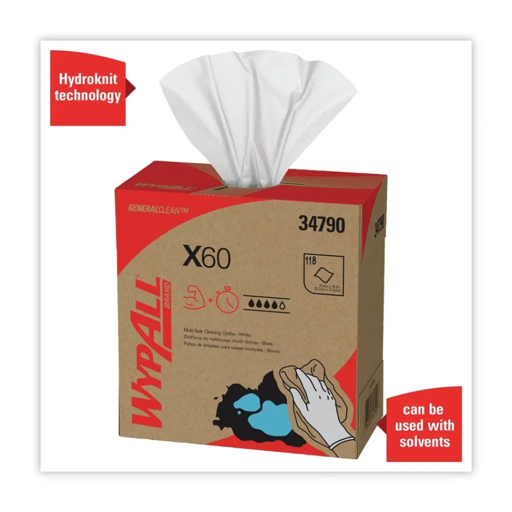 Outlet General Clean X60 POP-UP Box 8.34 in. x 16.8 in. Cloths - White (1260/Carton) Paper & Dispensers