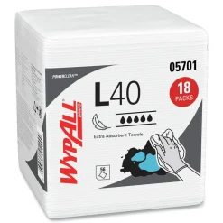 Clearance L40 1/4 Fold 12.5 in. x 12 in. Towels - White (56/Box, 18 Packs/Carton) Cleaning & Janitorial Supplies