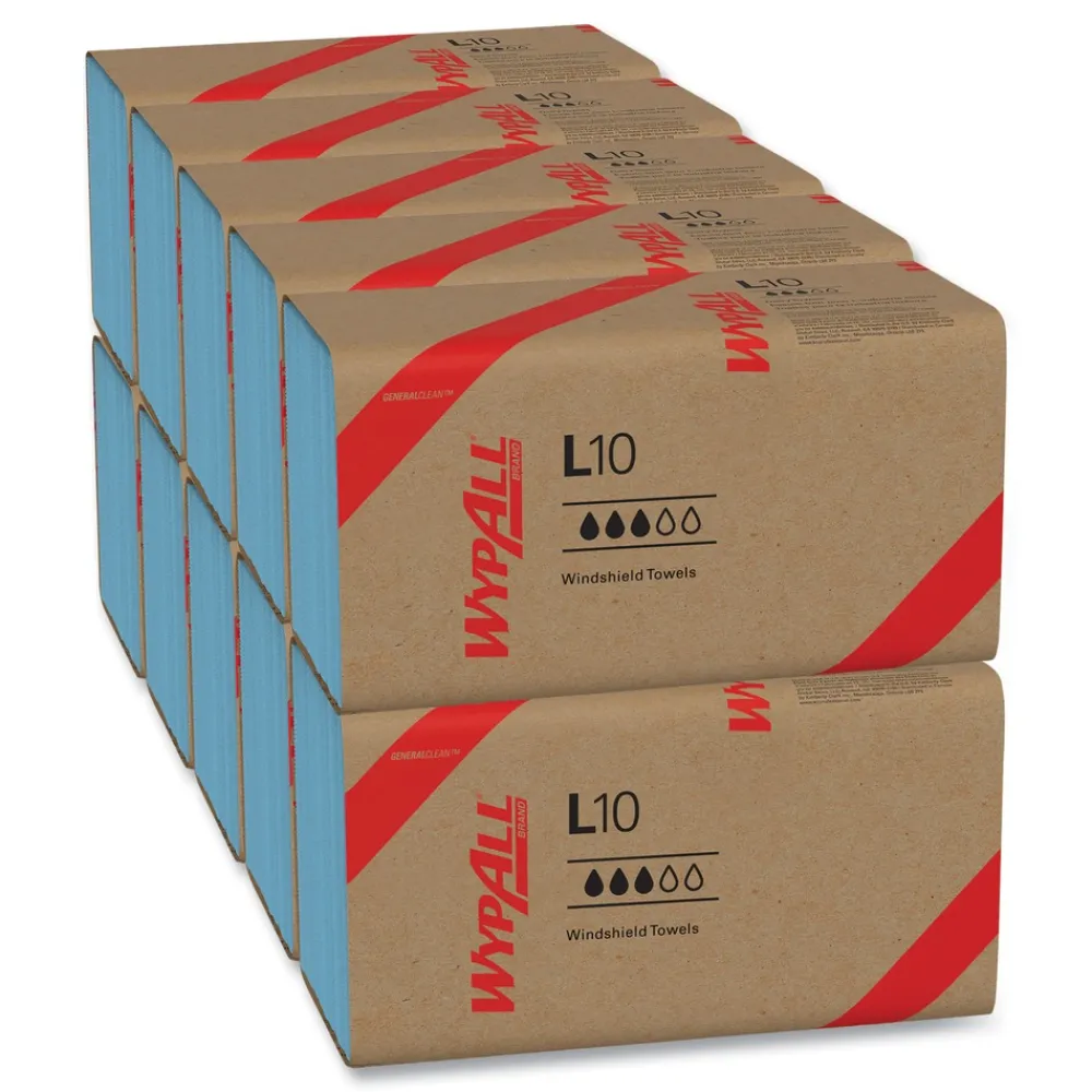 Online L10 9.1 in. x 10.25 in. Windshield Towels - Light Blue (224/Pack, 10 Packs/Carton) Cleaning & Janitorial Supplies