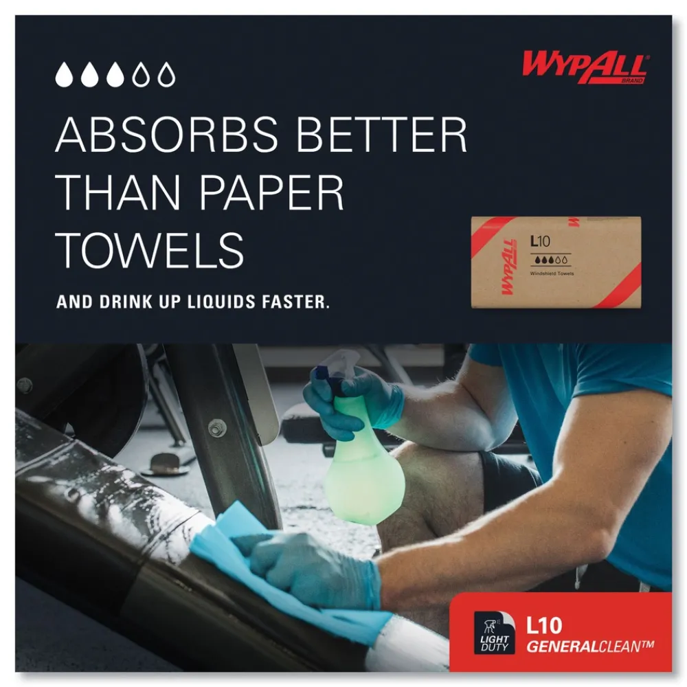 Online L10 9.1 in. x 10.25 in. Windshield Towels - Light Blue (224/Pack, 10 Packs/Carton) Cleaning & Janitorial Supplies