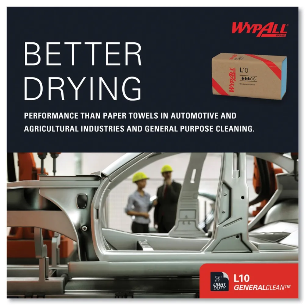 Online L10 9.1 in. x 10.25 in. Windshield Towels - Light Blue (224/Pack, 10 Packs/Carton) Cleaning & Janitorial Supplies